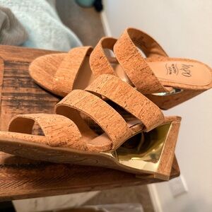 Impo Tan Cork Wedge heels vacation summer cruise gold accent timeless